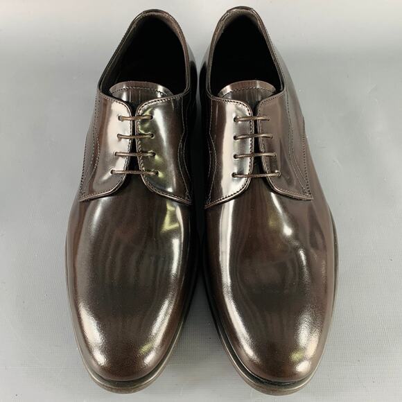 ARMANI COLLEZIONI Size 8 Brown Leather Derby Lace-Up Shoes - Picture 4 of 9